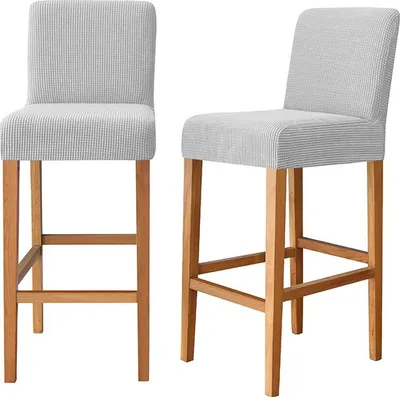 Produktbild von Jacquard-Barstuhlbezug in Hellgrau – Formstabil und strapazierfähig für Hocker