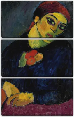 Produktbild von Leinwandbild 3-teilig (80x120cm): Alexej von Jawlensky - Hélene, echter Holz-Keilrahmen inkl. Aufhänger, handgefertigt in Deutschland