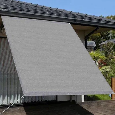 Image de Protection solaire - Store de balcon - Préservez votre intimité - Matériau HDPE respirant - 1,2 x 2,4 m - Gris