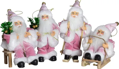 Produktbild von Weihnachtsmann 18cm, 4er Set, 4 Designs Dekofigur Weihnachten