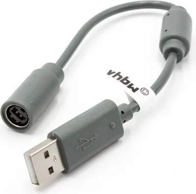 Produktbild von vhbw USB-Adapter-Kabel Breakaway Kabel mit Stolperschutz kompatibel mit Microsoft Xbox 360 Controller - grau