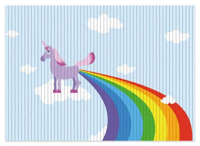 Produktbild von Wallario Duschmatte Antirutschmatte Badmatte Fußmatte Einhorn mit Regenbogen aus dem Hintern, Größe ca. 70 x 50 cm