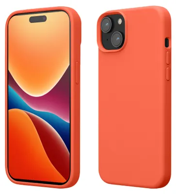 Produktbild von kwmobile Handyhülle für iPhone 15 Hülle, für iPhone 15 Case - Hülle Silikon - kabelloses Laden - Leuchtende Koralle