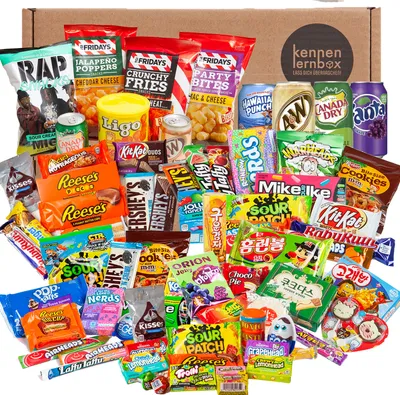 Produktbild von Holy Sweet Box | Kennenlernbox mit 75 beliebten Süßigkeiten aus USA und Korea | Geschenkidee für besondere Anlässe wie zum Geburtstag