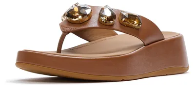 Obrázek produktu pro FITFLOP FitFlop F-Mode Ultra-Jewel kožené sandály s páskem mezi prsty, hnědé, velikost 41