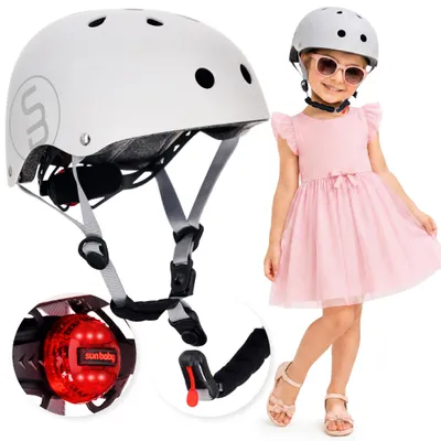 Obrázek produktu pro Dětská cyklistická přilba PERFECT FIT S 50–54 cm, lehká, s LED světlem a magnetickými sponami, bílá