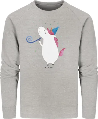 Produktbild von Mr. & Mrs. Panda Rundhals Sweatshirt Einhorn Party Größe L - Heather Grey - Geschenk, Club, Konfetti, Sustainable Pullover, Einhörner, Unicorn, Sweater, Baumwoll, Alkohol