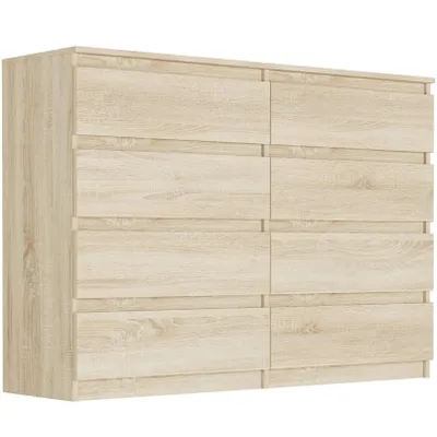 Obrázok produktu pre Komoda 140 cm s 8 zásuvkami, skriňa FRAMIRE R-140-S8, sonoma