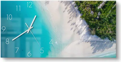 Produktbild von DEQORI Glasuhr 60x30 cm Zahlen 'Paradies von oben' Wanduhr Glas Uhr Design leise