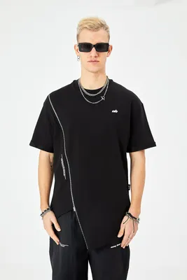 Produktbild von Herren ZIP T-Shirt 320gsm 100% Baumwolle Oversize Fit (S) Schwarz