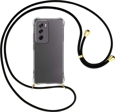 Produktbild von Handykette Backcover-Schutzhülle mit Band (Metall goldfarben) für OPPO Reno 12 5G - schwarz