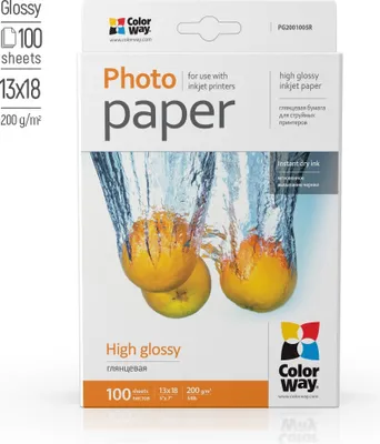 Produktbild von ColorWay Fotopapier Hochglanz 200g/m,100Stück,13x18