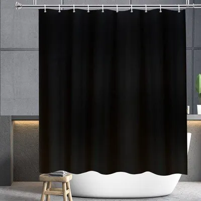Produktbild von Unyqoos® Duschvorhang Schwarz 180 x 200 cm – wasserabweisend & schimmelresistent, Polyester, 12 Metallösen, beschwerter Saum, waschbar