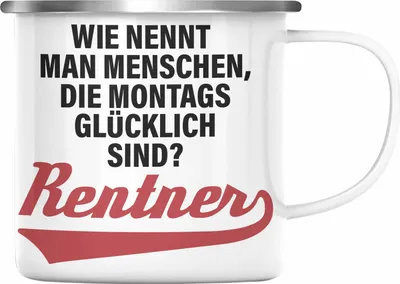 Produktbild von Trendation - -  Renter Emaille Tasse Ruhestand Geschenk Rente Mann Frau Lustig Renteneintritt Abschied Rentnerin Sprüche (Silber)