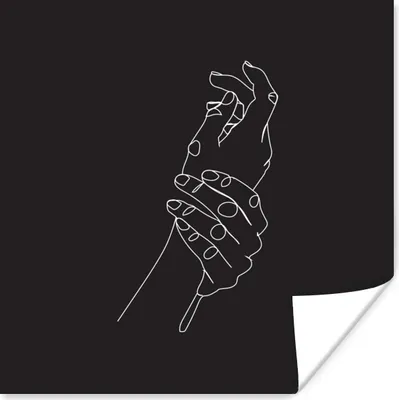 Produktbild von MuchoWow® Poster Hand - Strichzeichnung - Schwarz - Weiß 30x30 cm - Wandposter - Printing