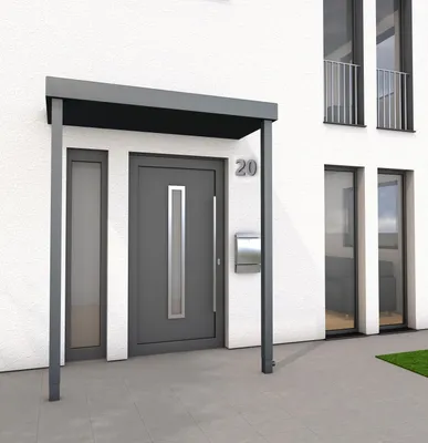Produktbild von Gutta Vordach BS Plus 160 mit 2 Pfosten 160x90 cm Wasserablauf rechts
