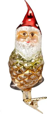 Produktbild von Christbaumschmuck Glas Waldgnom auf Clip 11cm Rot Gold