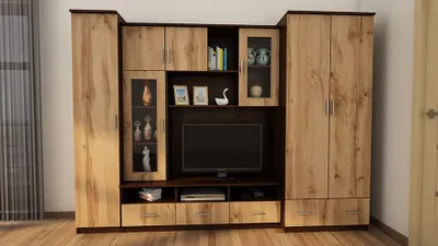 Produktbild von Meblast | Bosman Wohnwand; Dunkles Sonoma / Wotan Eiche - Premium Beschläge | Möbel, Zeitlos, Premium TV-Möbel, Große Anbauwand, Schrankwand, Wohnzimmer-Set, Sonoma Eiche