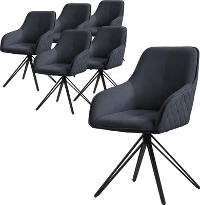 Produktbild von ML-Design 6x Esszimmerstuhl drehbar, Anthrazit, aus Textil Webstoff mit Metallbeine