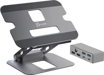 Obrázek produktu pro j5create JTS427, Stojan na laptop a tablet, Šedá, Hliník, 40,6 cm (16"), Windows laptop / Mac, USB 3.2 Gen 1 (3.1 Gen 1) Type-C