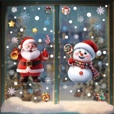 Produktbild von Weihnachts-Fensteraufkleber Santa & Lolli Fensterdeko Statisch Bunt