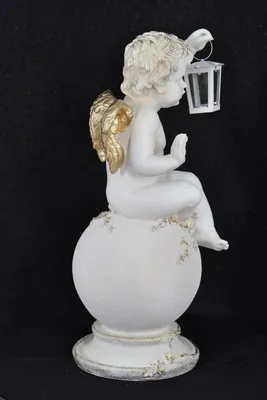 Immagine prodotto di Scultura angelo con lanterna, bianco 69 cm Accessorio di design P0635