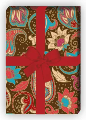 Produktbild von Märchenhaftes Geschenkpapier zum Einpacken mit Paisley Muster, braun - G10251, 32 x 48cm