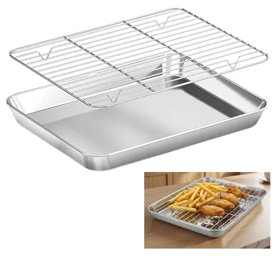 Productafbeelding van Bakplaat met koelrek, roestvrij staal, 26,5 x 20,5 x 2,5 cm