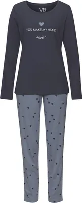 Produktbild von Vivance Dreams Pyjama 2 -teilig graublau gemustert Größe 36/38