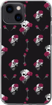 Produktbild von MuchoWow® Handyhülle Schutzhülle Hülle für Telefoonhoesje iPhone 13 mini Mädchen - Totenkopf - Rosen - Muster - Mädchen - Kinder - Kinder - Mädchen Silikon Softcase Handy Hülle - Softcase