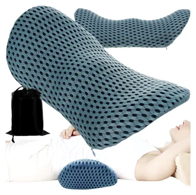 Produktbild von Orthopädisches Lendenkissen aus Memory-Schaum – Ergonomisches Rückenkissen für Büro, Auto und Zuhause – Linderung von Rückenschmerzen, Tragbar mit Bezug – W-Form