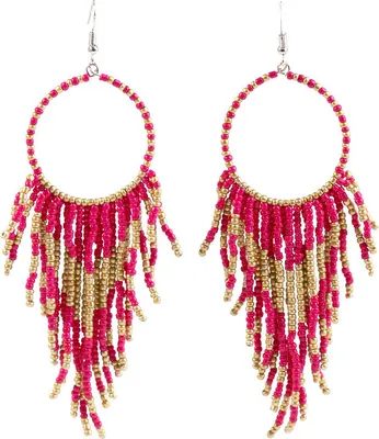 Zdjęcie produktu dla Dlouhé Boho Visací Náušnice v Orientálním Retro Stylu, Kov a Korálky, 9,5 cm x 2,5 cm