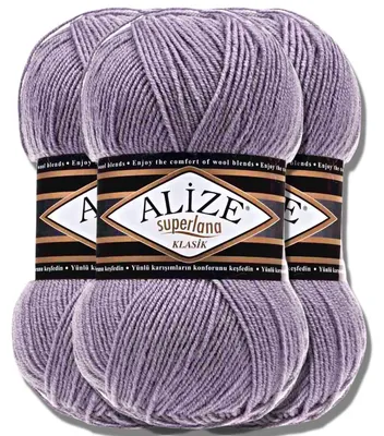 Imagen del producto de Alize 3x 100g Superlana Klasik, hilo de lana, color sólido, ideal para tejer a crochet o a dos agujas (257)
