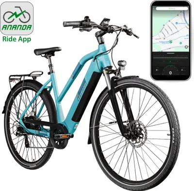 Produktbild von Zündapp Z810 E Bike Damen Trekkingrad ab 155 cm mit 8 Gängen Beleuchtung StVZO Elektrofahrrad 550 Wh türkisblau 50 cm