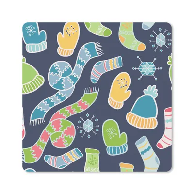 Produktbild von MuchoWow® Mauspad Mousepad Schal - Handschuhe - Mütze - Regenbogen - Winter - Schnittmuster 20x20 cm - Mousepads - Maus Mat - Pad - Mausunterlage - Desk Mat - Bureauartikeln