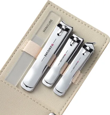 Produktbild von 1 Set Nagelknipser Anti-Splash Sharp High Hardness Nail Shavings Storage mit Kunstledertasche Edelstahl Galvanik Nageltrimmer Home Supply-Silber