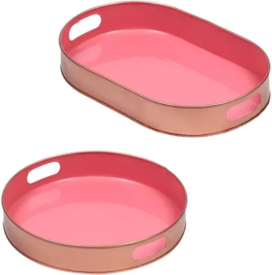 Produktbild von Skandinavisches Serviertablett Aarhus rund aus Metall rosa 32 cm Deko
