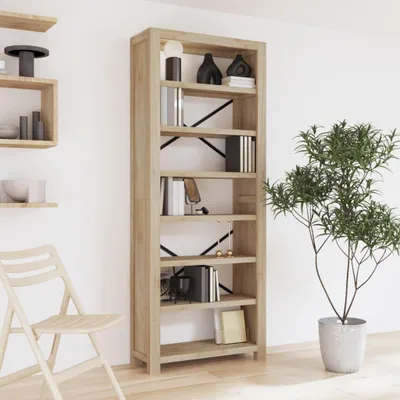 Produktbild von Bücherregal - Kleines Bücherregal - Bücherregal - Regalkorpus - Regalschrank - Massives Akazienholz - 7 offene Regalböden
