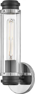 Obrázek produktu pro Koupelnové svítidlo kovové sklo E27 IP44 chrom lesklý černý vintage design koupelnová lampa koupelnové svítidlo