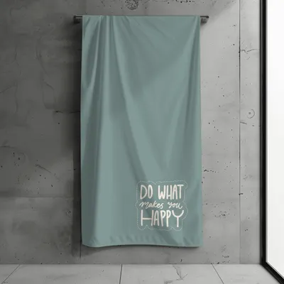 Produktbild von Badetuch, Strandtuch XXL, Kollektion "FERNWEH", Happy "Do what makes you happy" 100x200 cm, Baumwolle & Mikrofaser Mix, Schnelltrocknend