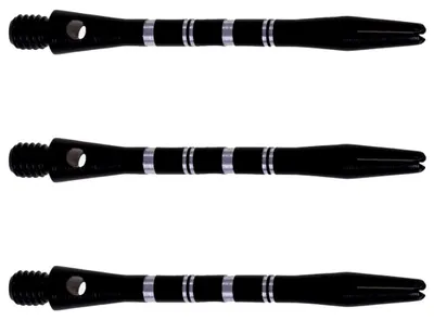Produktbild von Karella Shaft Alu Stripe Medium für alle gängigen Darts |extrem stabil und robust | 2BA-Kleingewinde | je Set 3 Stück schwarz | 45 mm, 2 g