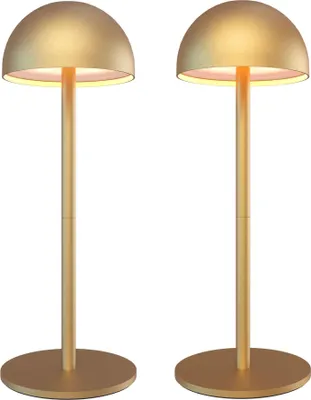 Produktbild von Ledvion – 2x Wiederaufladbare LED-Tischleuchte, Messing-Gold, dimmbar 2700K / 5000K, 110 Lumen, IP54, 2000 mAh Akku, Touch-Steuerung, verstellbar, USB-C, für drinnen und draußen, Vita