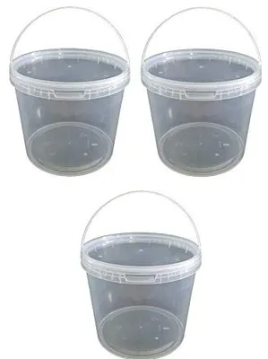 Produktbild von SILPLAST Eimer mit Deckel 10L x 3 Kunststoffeimer 10 Liter lebensmittelecht stapelbar Plastikeimer leer Transparent