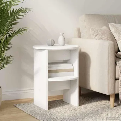 Image de vidaXL Meuble d'appoint, lot de 2, blanc, Ø 40 x 50 cm, aggloméré