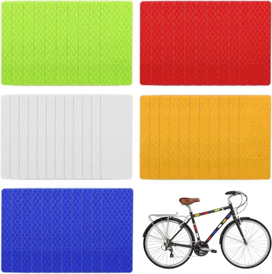 Image de 50 bandes réfléchissantes adhésives, autocollants réfléchissants, bandes de signalisation de sécurité, autocollants réfléchissants adhésifs pour vélos et motos
