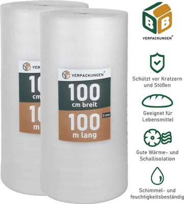 Produktbild von Trittschalldämmung (200 m²) multifunktionale PE-Schaumfolie 2mm für diverse Fußböden und Warmwasserfußbodenheizung Polster BB-Verpackungen
