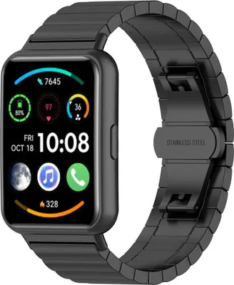 Produktbild von Strap-it Huawei Watch Fit 2 Metallarmband (Schwarz)