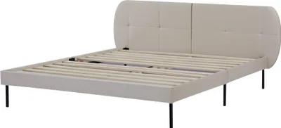 Produktbild von Polsterbett ‘Porvoo’ Kiefernholz Samt 160 x 200 cm Beige