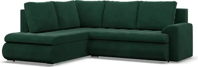 Produktbild von Links Ecksofa mit Schlaffunktion Foresta, Ottomane, Cord - Dunkelgrün