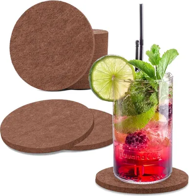Produktbild von wortek Filz Untersetzer - Deko Tischset I Filzdeckel für Getränke, Tassen, Bar & Tisch, 8er Set I 10cm I Rund, Braun